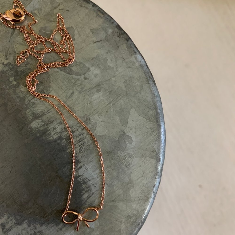 Rose Gold Tiny Bow Necklace